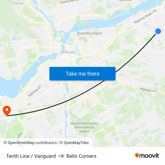 Tenth Line / Vanguard to Bells Corners map