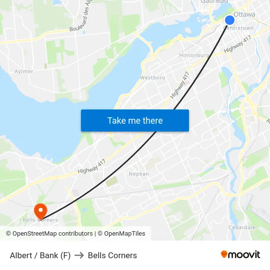 Albert / Bank (F) to Bells Corners map
