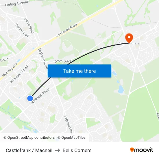Castlefrank / Macneil to Bells Corners map