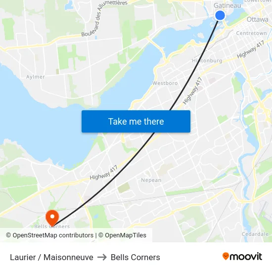 Laurier / Maisonneuve to Bells Corners map