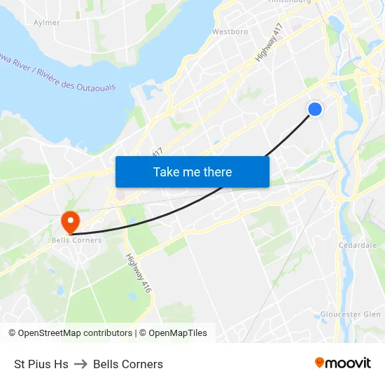 St Pius Hs to Bells Corners map