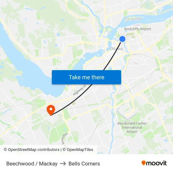 Beechwood / Mackay to Bells Corners map