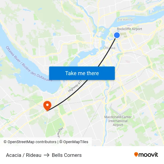 Acacia / Rideau to Bells Corners map