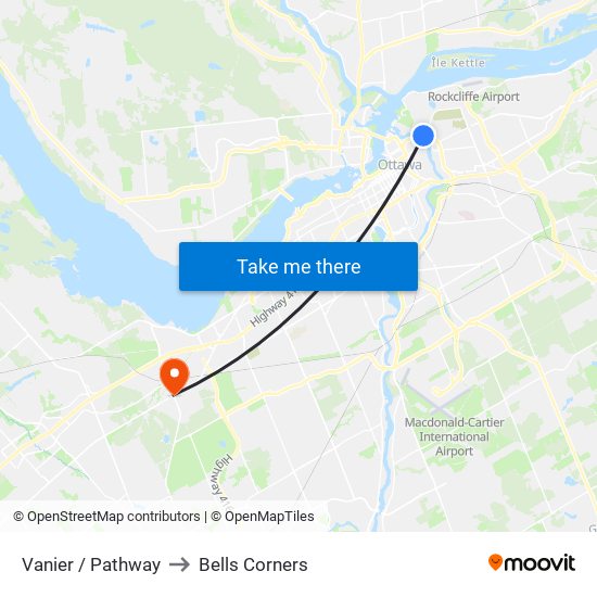 Vanier / Pathway to Bells Corners map