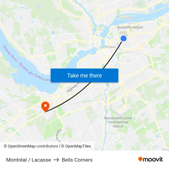 Montréal / Lacasse to Bells Corners map