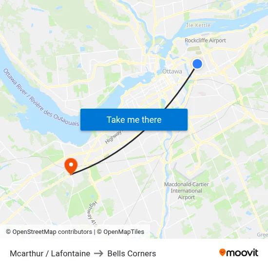 Mcarthur / Lafontaine to Bells Corners map