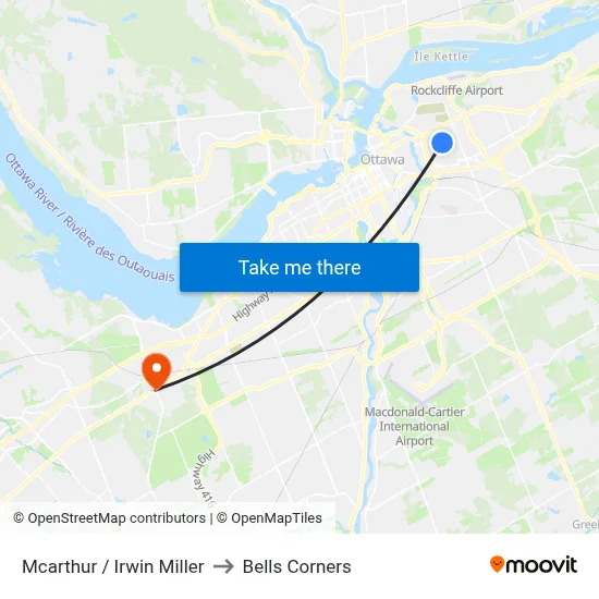 Mcarthur / Irwin Miller to Bells Corners map
