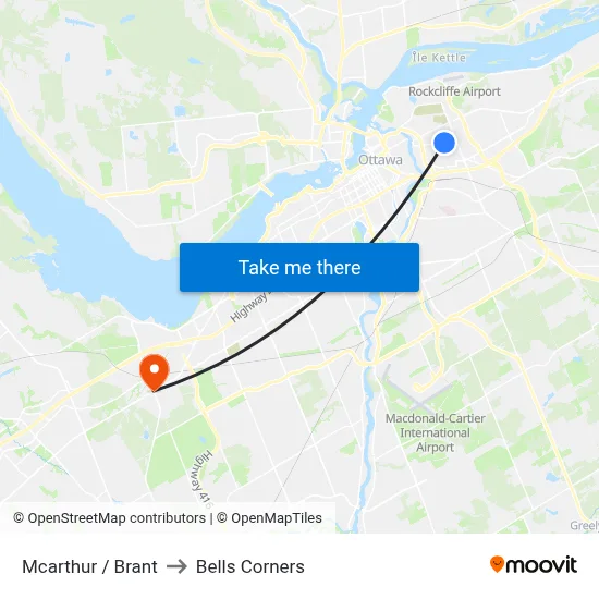 Mcarthur / Brant to Bells Corners map