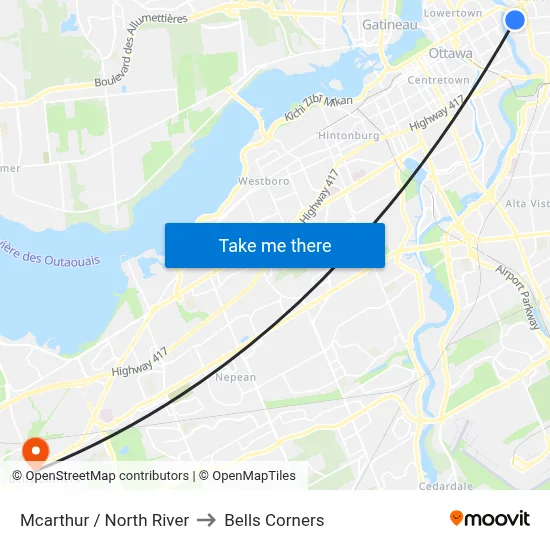 Mcarthur / North River to Bells Corners map