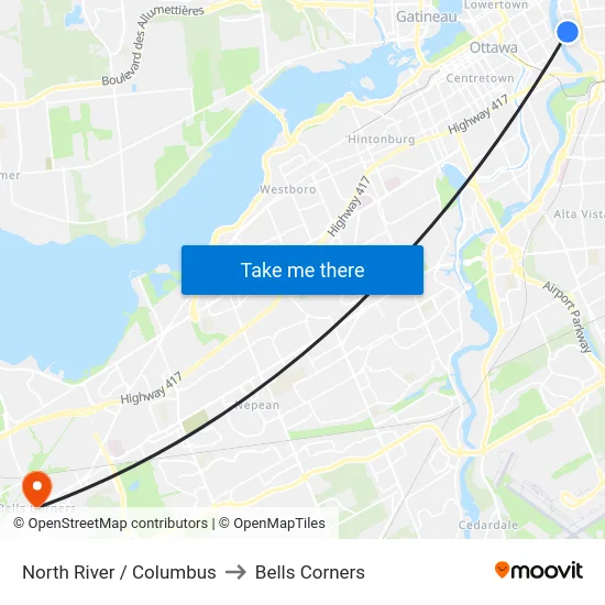 North River / Columbus to Bells Corners map