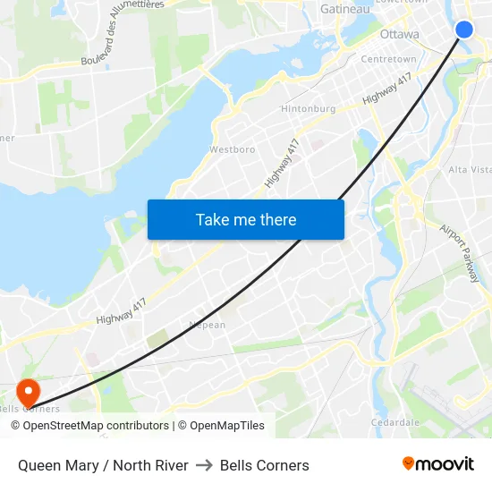 Queen Mary / North River to Bells Corners map