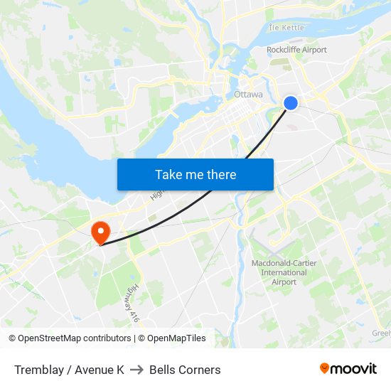 Tremblay / Avenue K to Bells Corners map