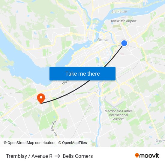 Tremblay / Avenue R to Bells Corners map
