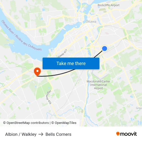 Albion / Walkley to Bells Corners map