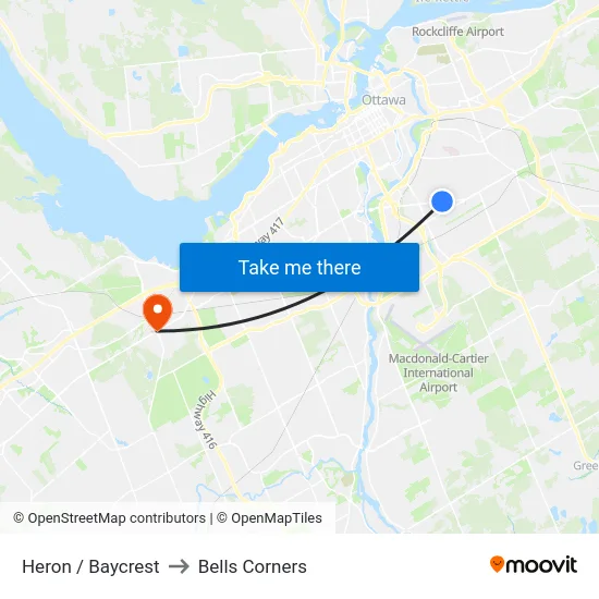 Heron / Baycrest to Bells Corners map