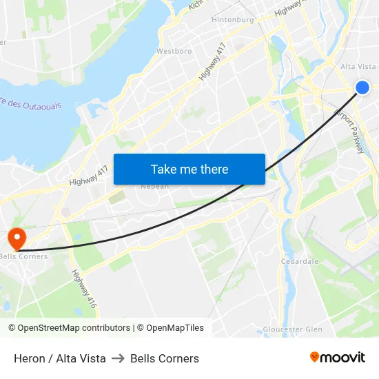 Heron / Alta Vista to Bells Corners map