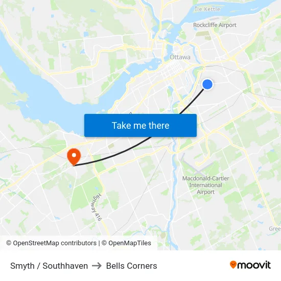 Smyth / Southhaven to Bells Corners map