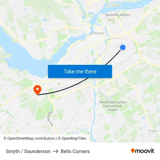 Smyth / Saunderson to Bells Corners map