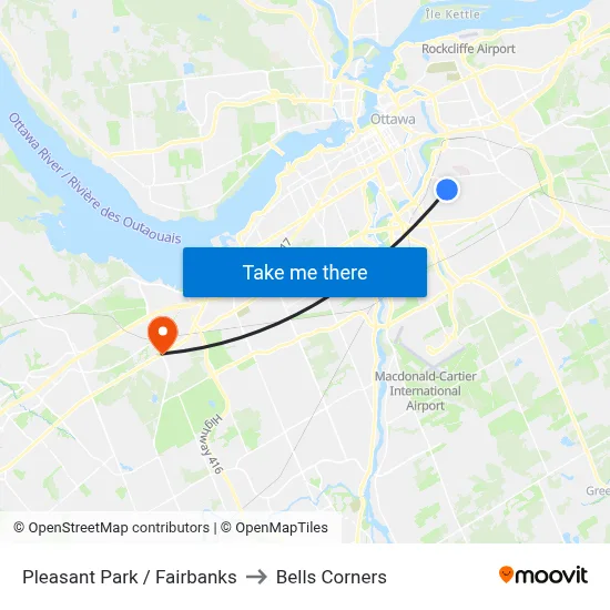 Pleasant Park / Fairbanks to Bells Corners map