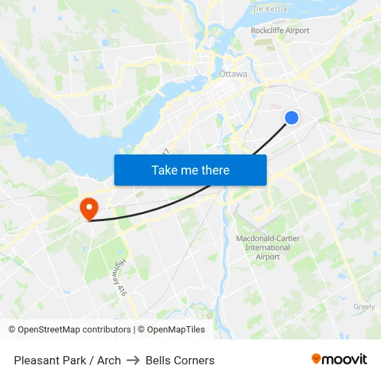 Pleasant Park / Arch to Bells Corners map