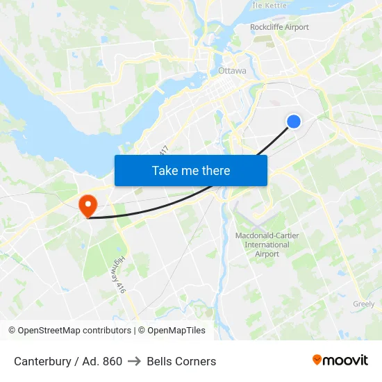 Canterbury / Ad. 860 to Bells Corners map