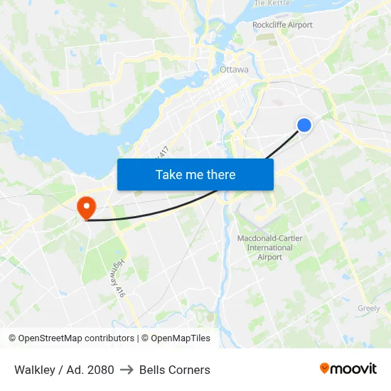 Walkley / Ad. 2080 to Bells Corners map