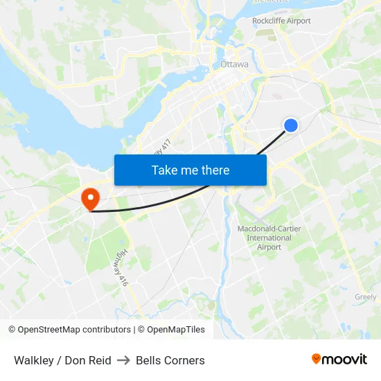 Walkley / Don Reid to Bells Corners map