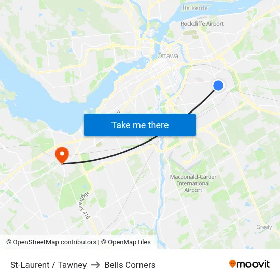 St-Laurent / Tawney to Bells Corners map
