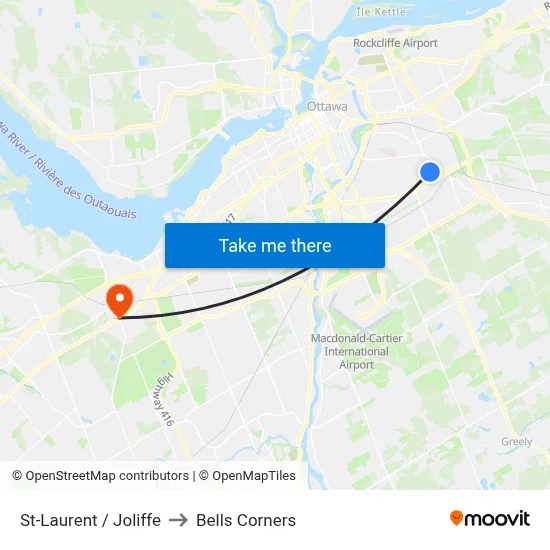 St-Laurent / Joliffe to Bells Corners map