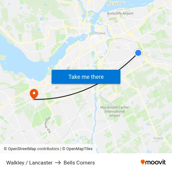 Walkley / Lancaster to Bells Corners map
