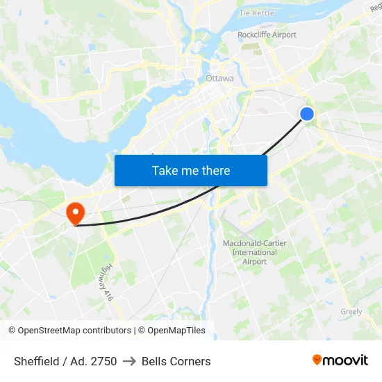 Sheffield / Ad. 2750 to Bells Corners map