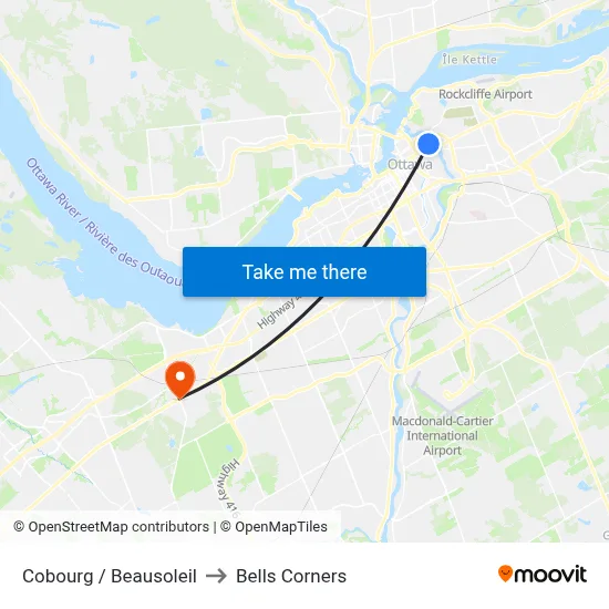 Cobourg / Beausoleil to Bells Corners map