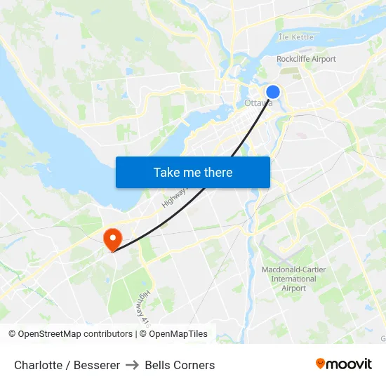 Charlotte / Besserer to Bells Corners map