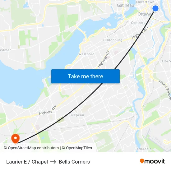 Laurier E / Chapel to Bells Corners map