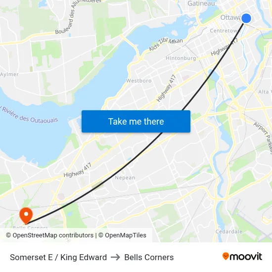 Somerset E / King Edward to Bells Corners map