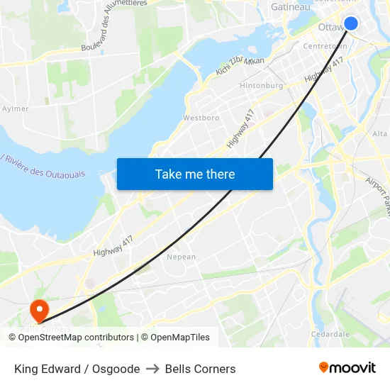 King Edward / Osgoode to Bells Corners map