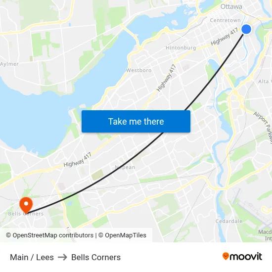 Main / Lees to Bells Corners map