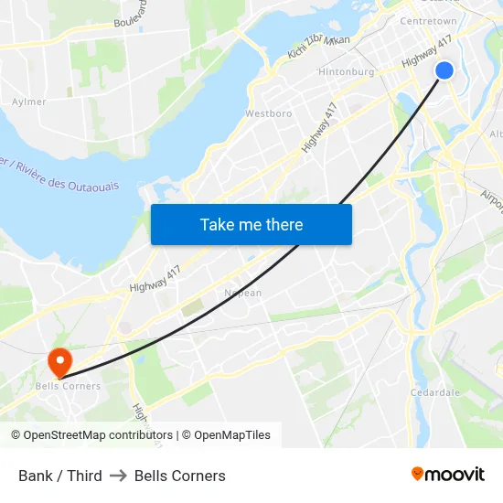Bank / Third to Bells Corners map