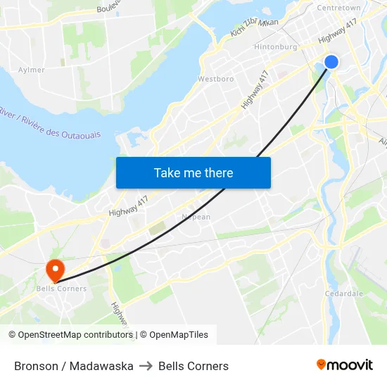 Bronson / Madawaska to Bells Corners map