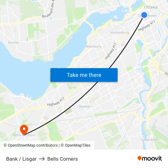 Bank / Lisgar to Bells Corners map