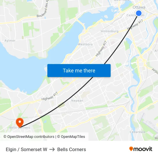 Elgin / Somerset W to Bells Corners map