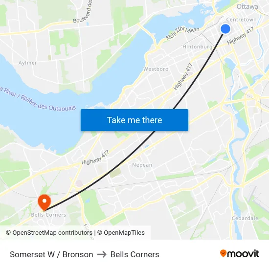 Somerset W / Bronson to Bells Corners map