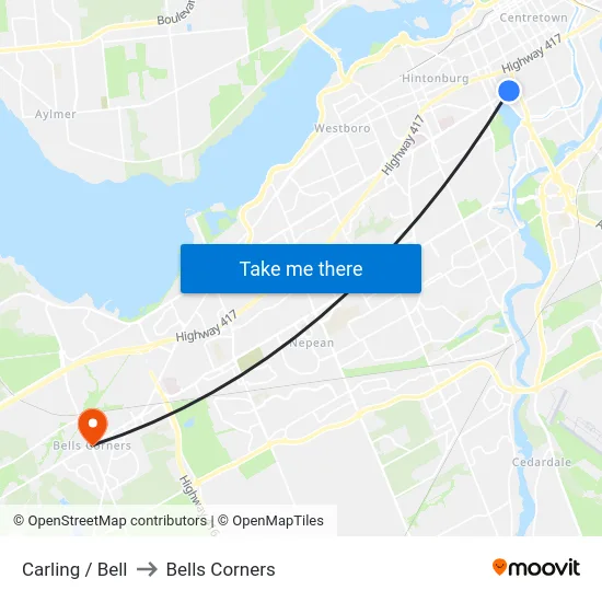 Carling / Bell to Bells Corners map