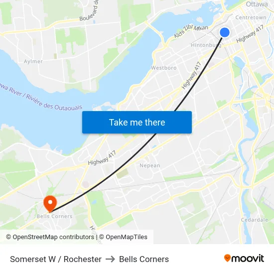 Somerset W / Rochester to Bells Corners map
