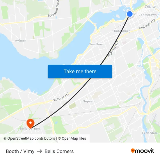 Booth / Vimy to Bells Corners map