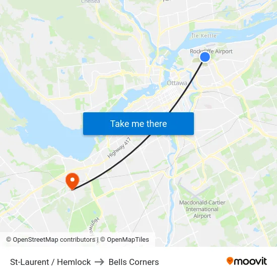 St-Laurent / Hemlock to Bells Corners map