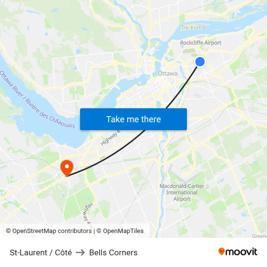 St-Laurent / Côté to Bells Corners map