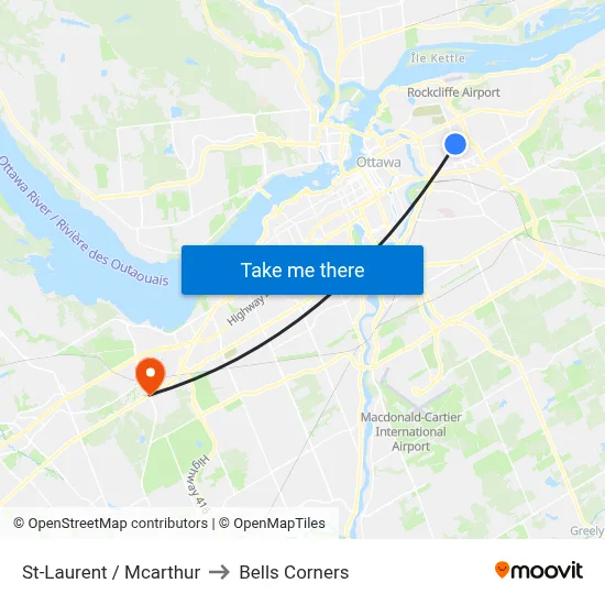 St-Laurent / Mcarthur to Bells Corners map