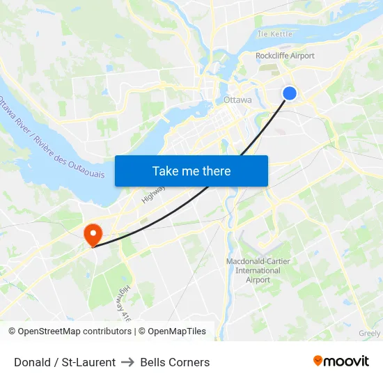 Donald / St-Laurent to Bells Corners map