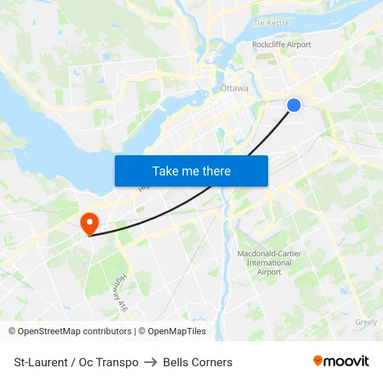 St-Laurent / Oc Transpo to Bells Corners map